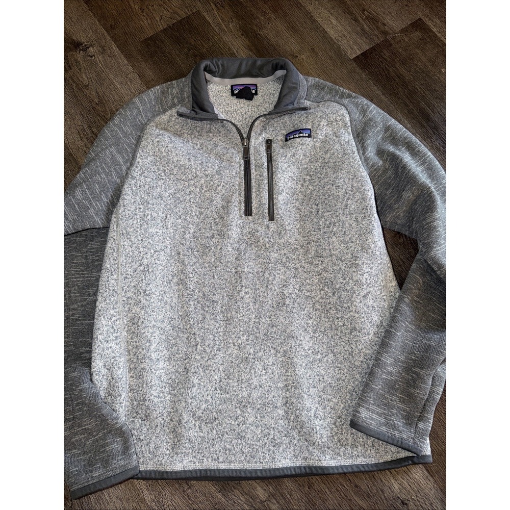 Patagonia Better Sweater Fleece Pullover Men M Med Grey 1/4 Zip Knit Jacket EUC
